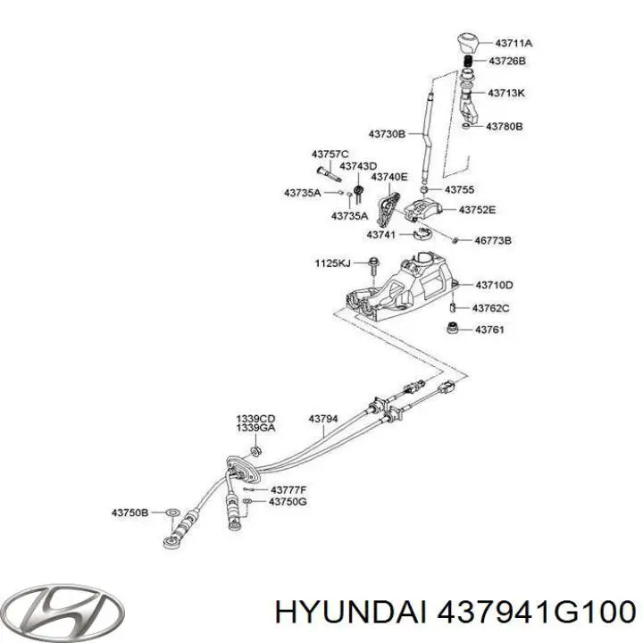 Cables de caja de cambios 437941G100 Hyundai/Kia