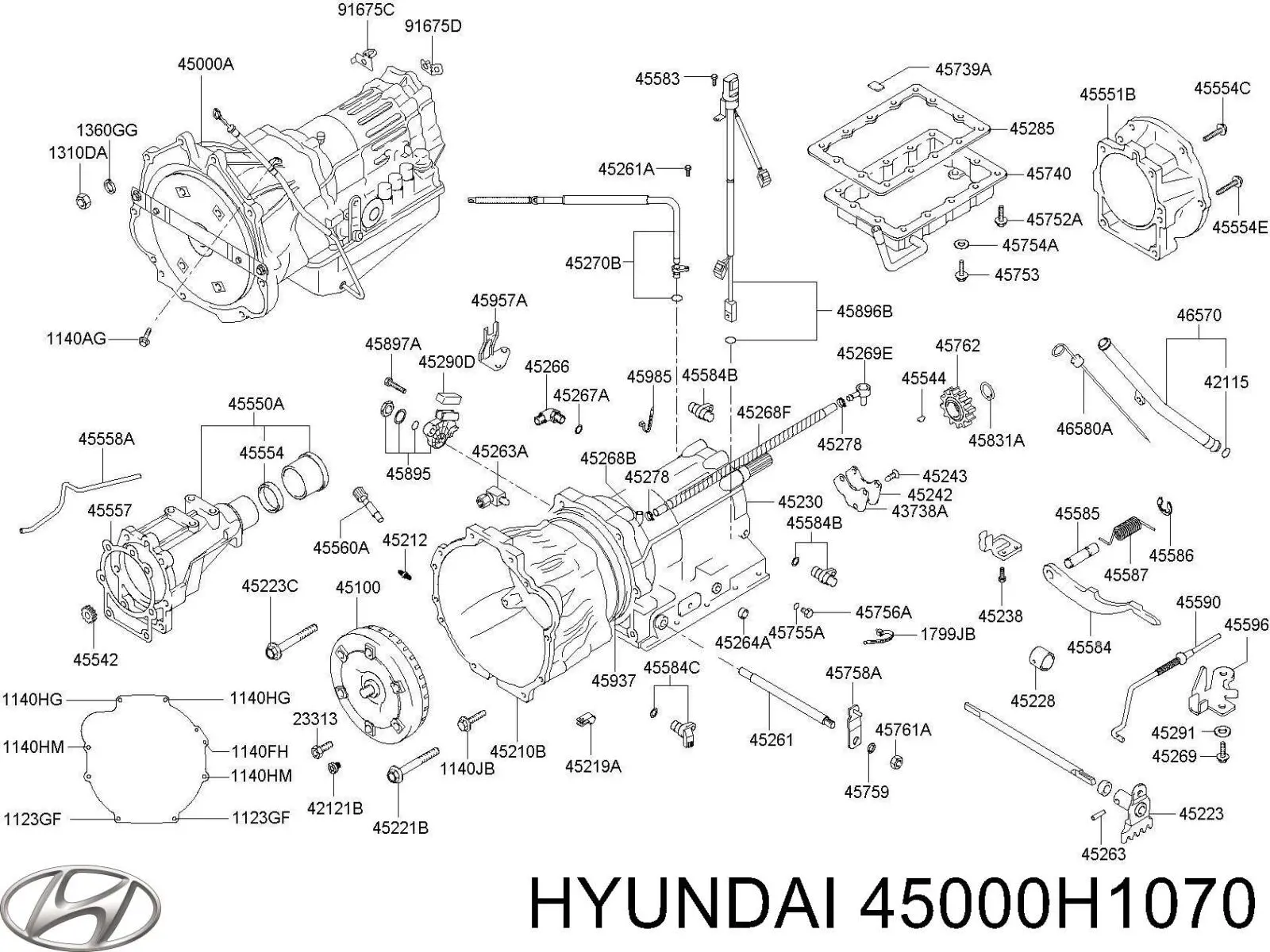 45000H1070 Hyundai/Kia caixa automática de mudança montada