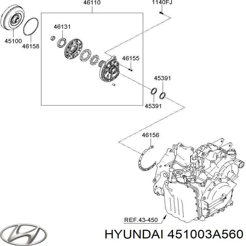 Гидротрансформатор 451003A560 Hyundai/Kia