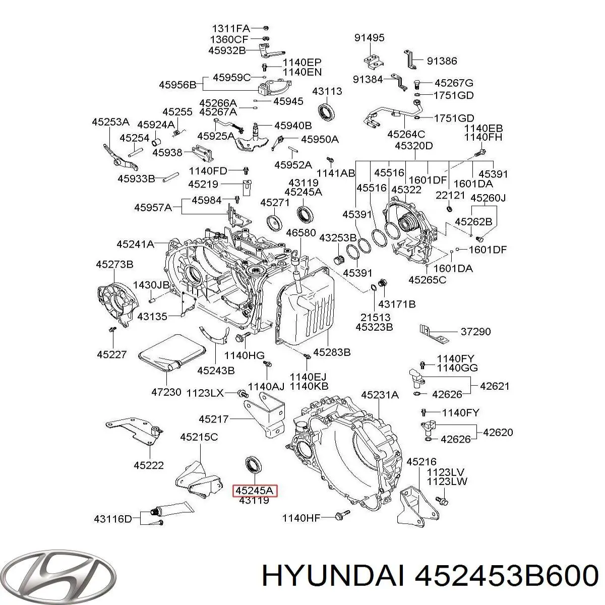 Купить 452453B600 Hyundai/Kia Левый сальник полуоси