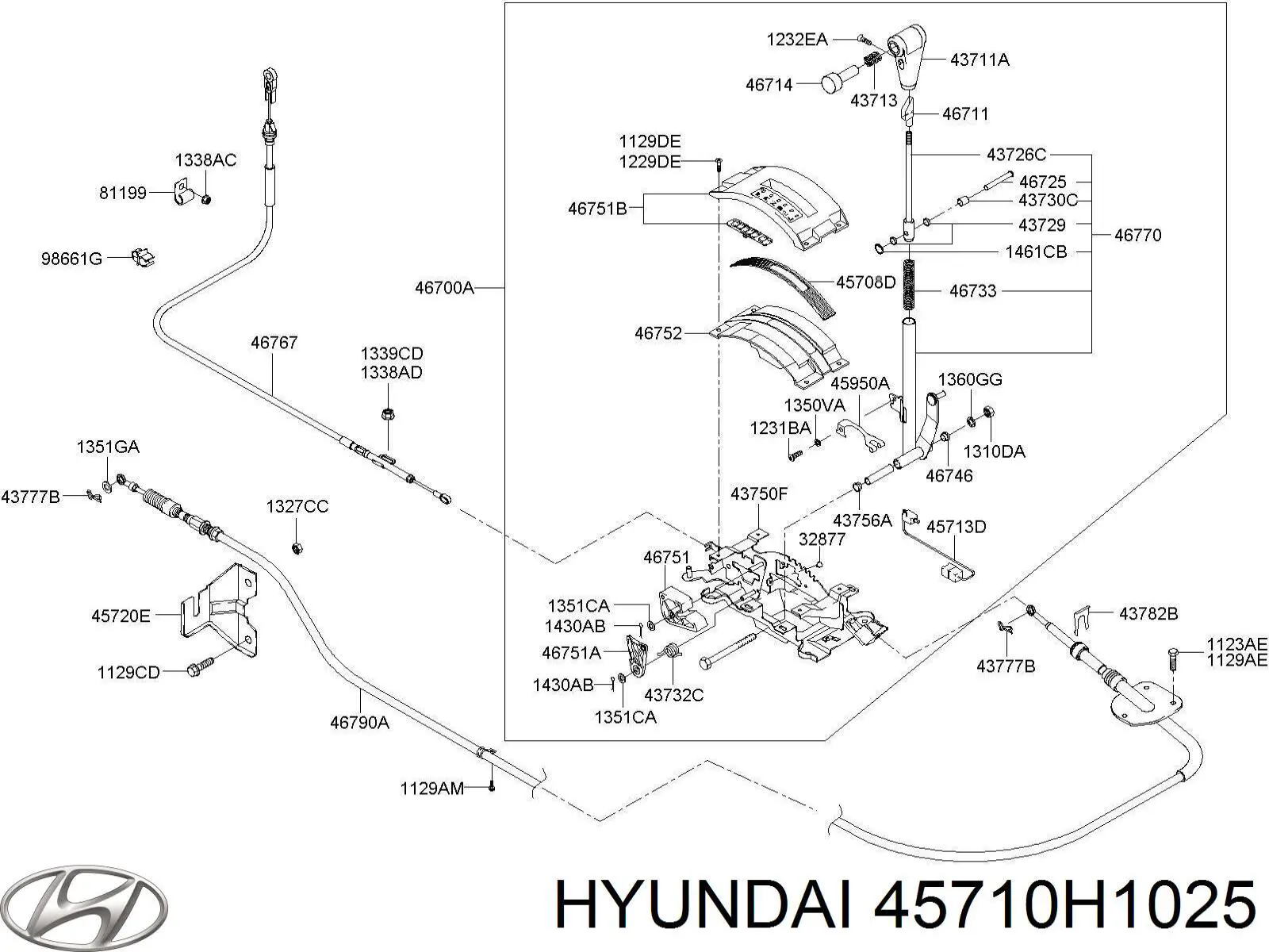 Cabo de mudança (de seleção de velocidade) para Hyundai Terracan (HP)