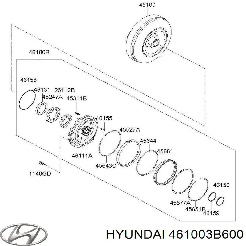Ремкомплект гидротрансформатора АКПП Hyundai/Kia 461003B600 цена, от 192.80 USD