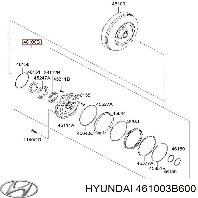 Купить 461003B600 Hyundai/Kia Ремкомплект гидротрансформатора АКПП