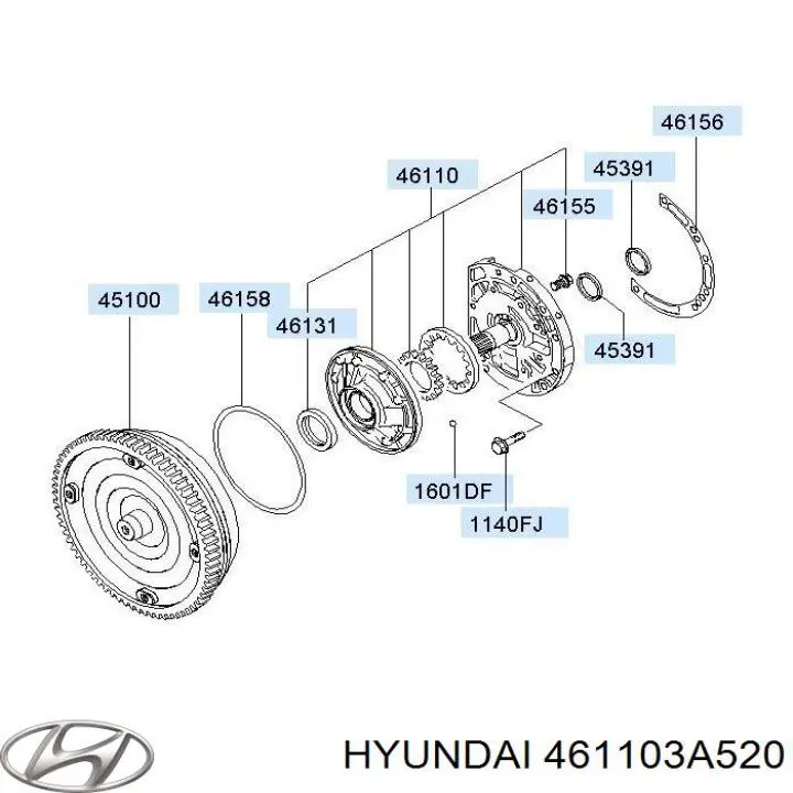 Насос масляный АКПП Hyundai/Kia 461103A520