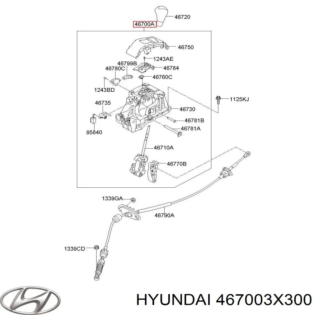467003X300 Hyundai/Kia Кулиса КПП