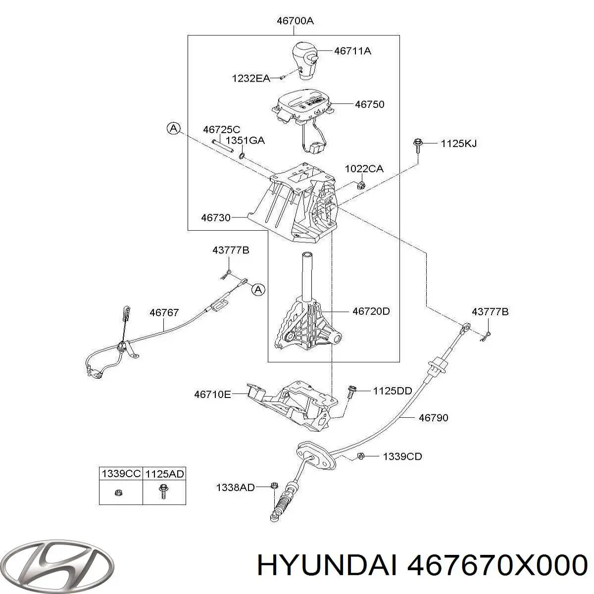 Трос переключения передач 467670X000 Hyundai/Kia