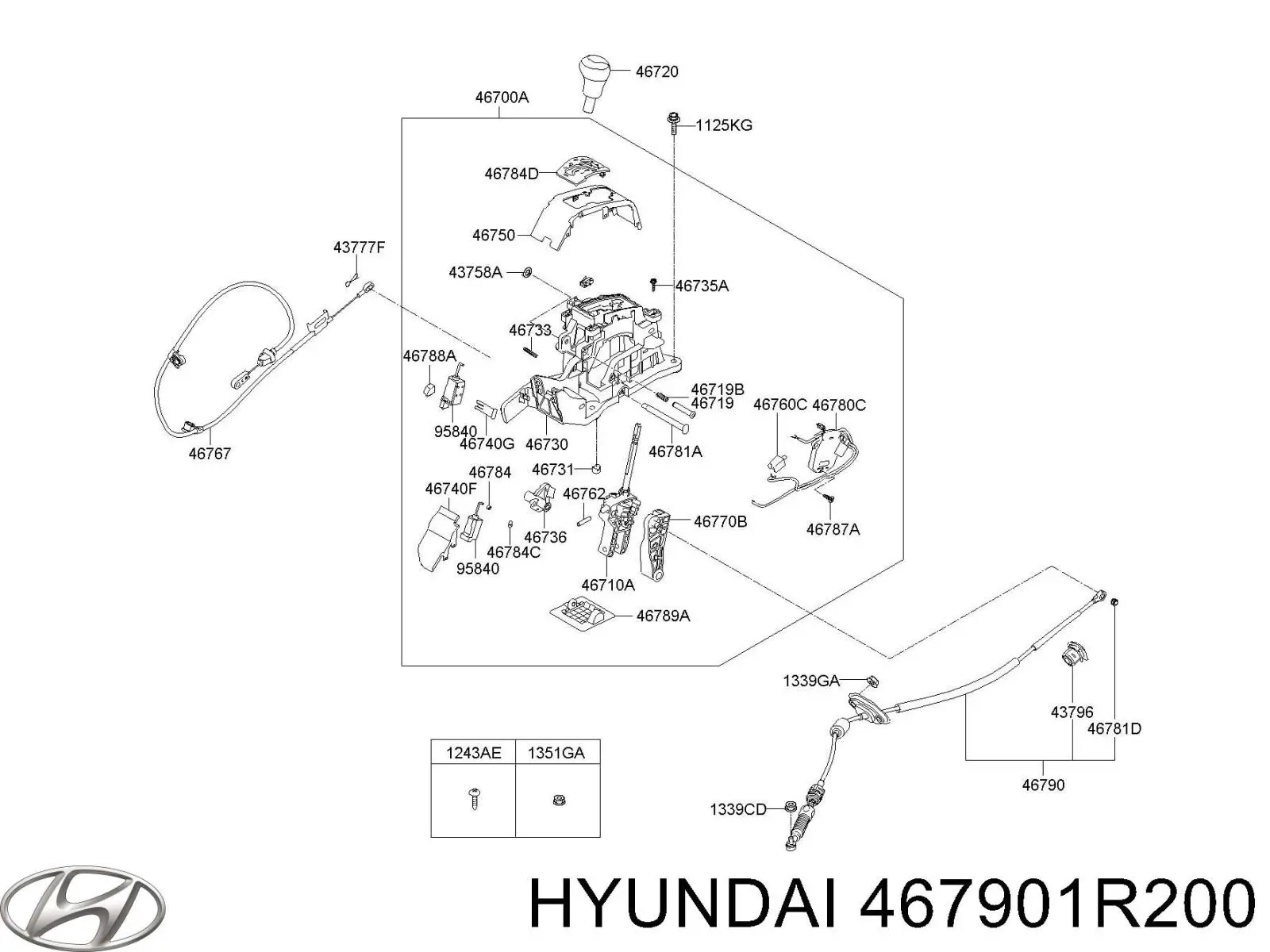 467901R200 Hyundai/Kia Трос выбора передачи