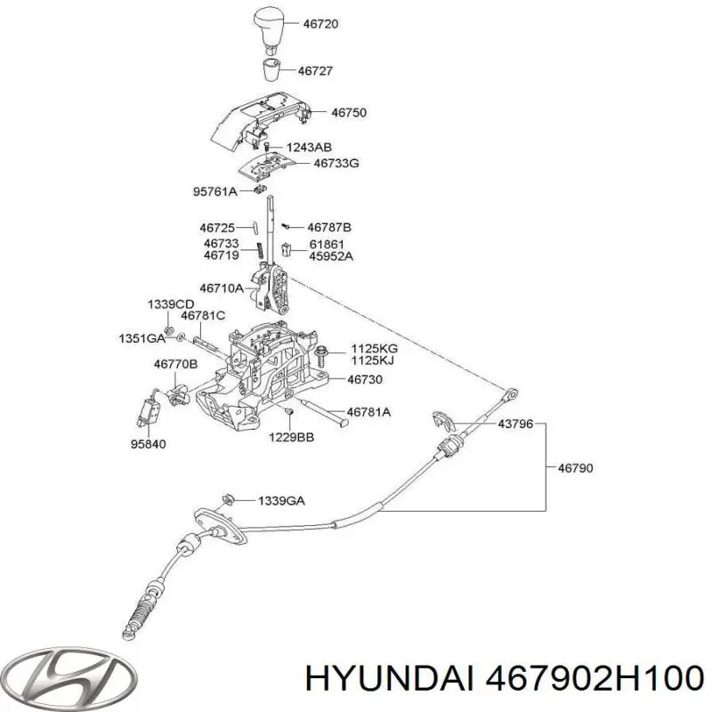 Купить 467902H100FFF Hyundai/Kia Трос переключения передач