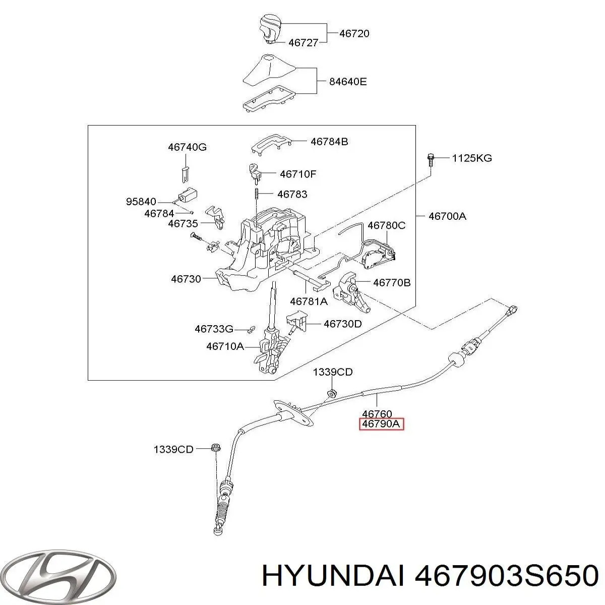 467903S650 Hyundai/Kia Трос выбора передачи