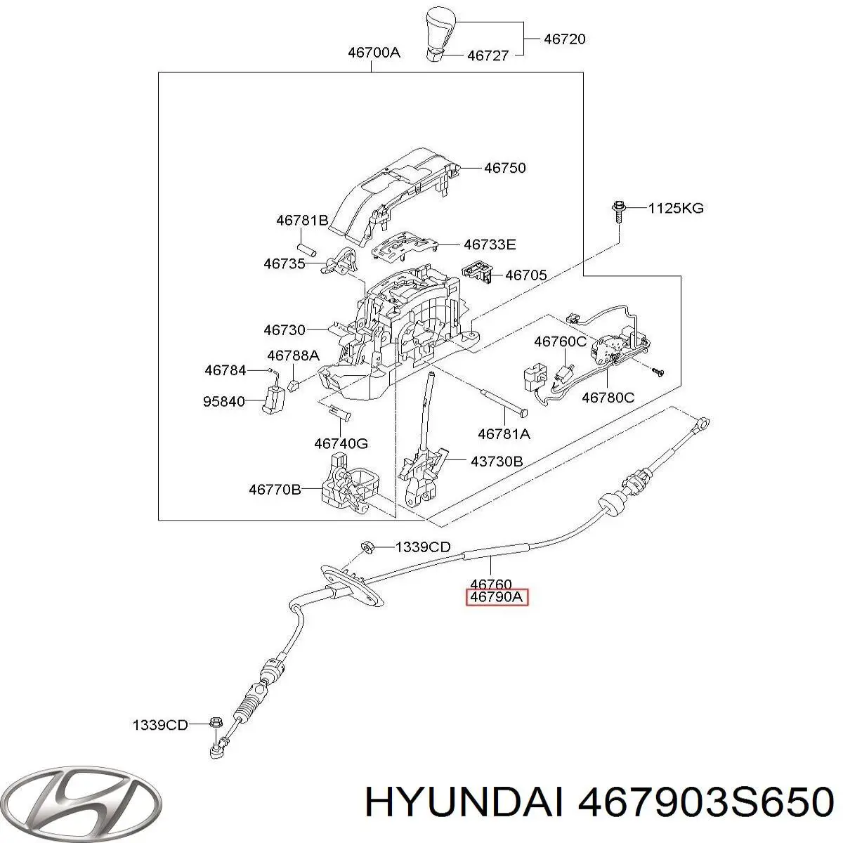 Трос переключения передач, выбора передачи Hyundai/Kia 467903S650 цена, от 22.30 USD