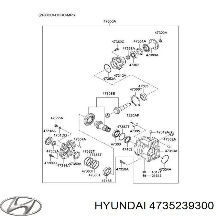 4735239300 Hyundai/Kia сальник редуктора переднего моста