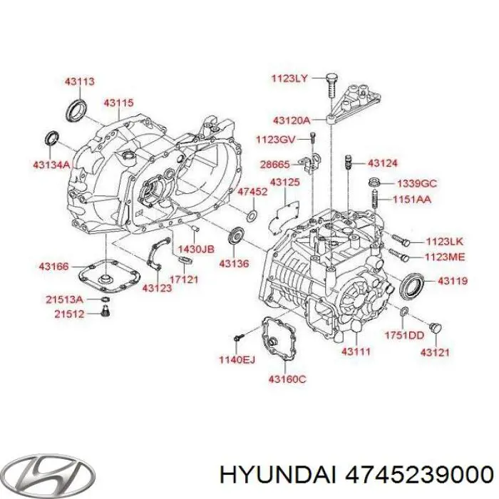 4745239000 Hyundai/Kia Сальник полуоси переднего моста, правой