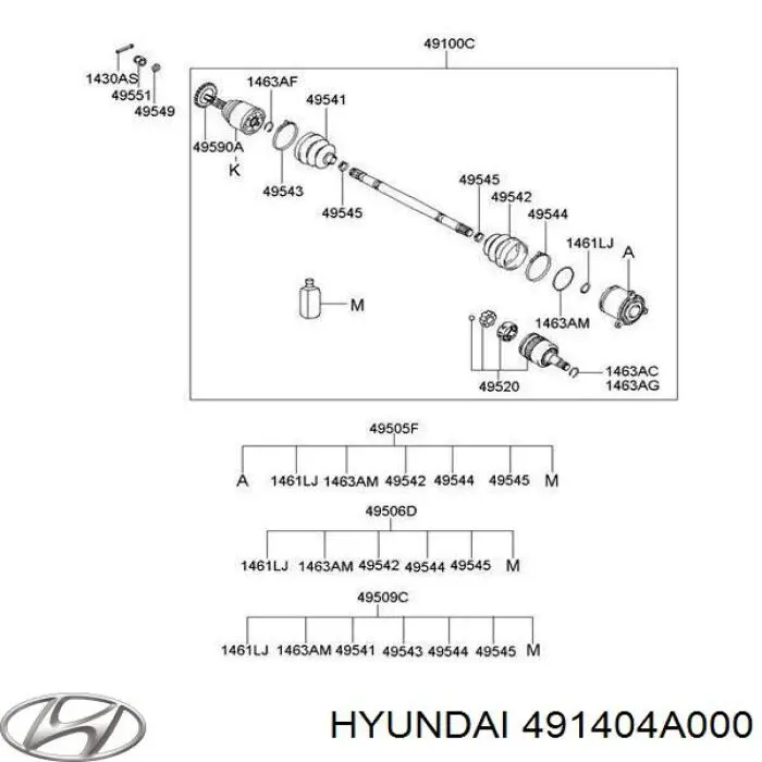 Хрестовина карданного валу 491404A000 Hyundai/Kia