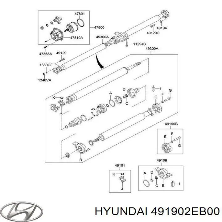 491902EB00 Hyundai/Kia муфта кардана эластичная задняя