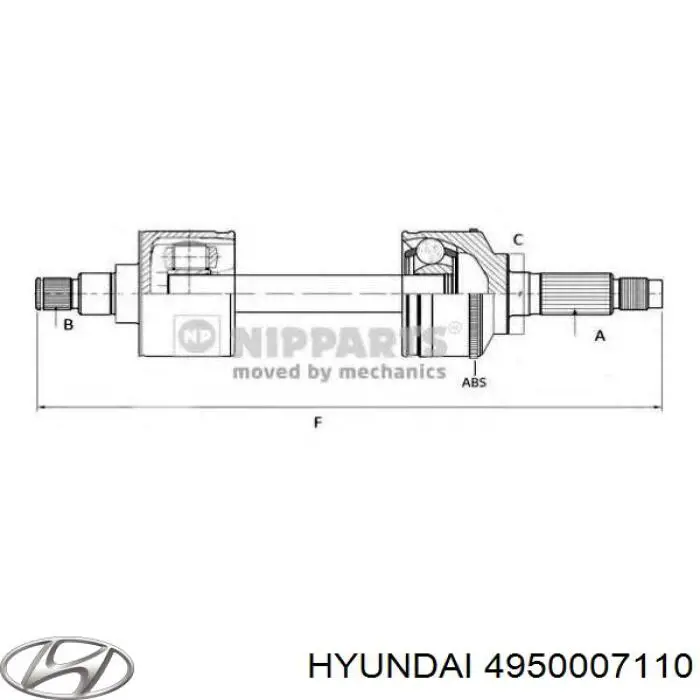 Полуось (привод) передняя левая 4950007110 Hyundai/Kia