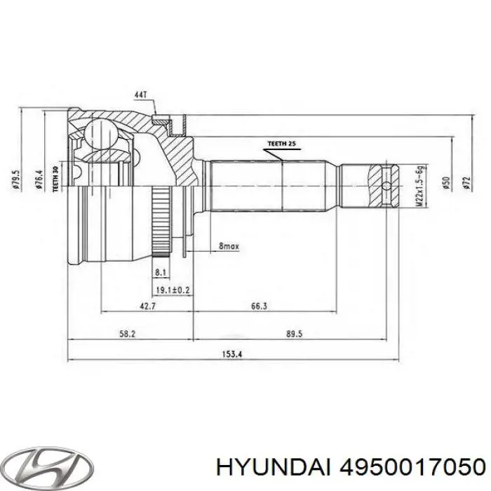 G20042PC Pascal Полуось передняя левая