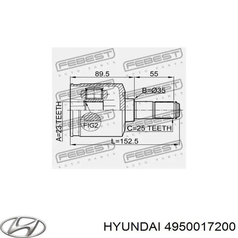 Купить 4950017200 Hyundai/Kia Привод в сборе левый
