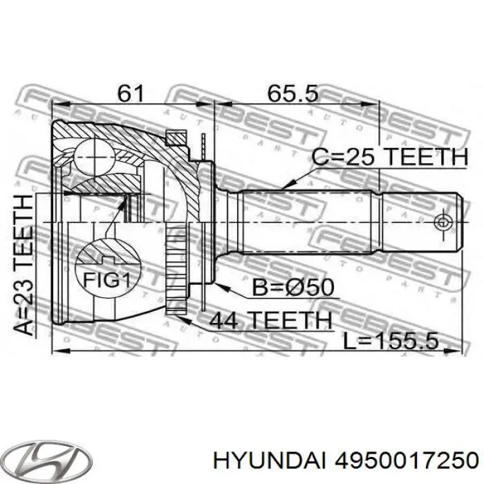 Левая полуось 4950017250 Hyundai/Kia