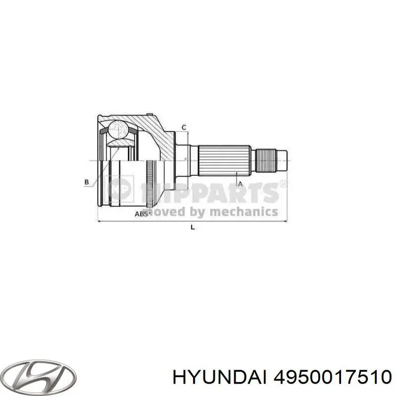 Левая полуось Hyundai/Kia 4950017510