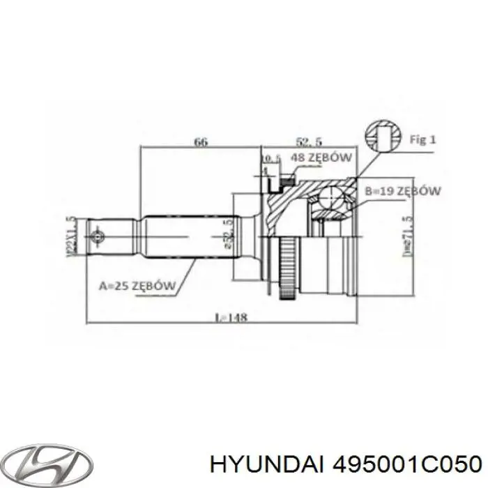 Привод передний левый Hyundai/Kia 495001C050 цена, от 86.67 USD