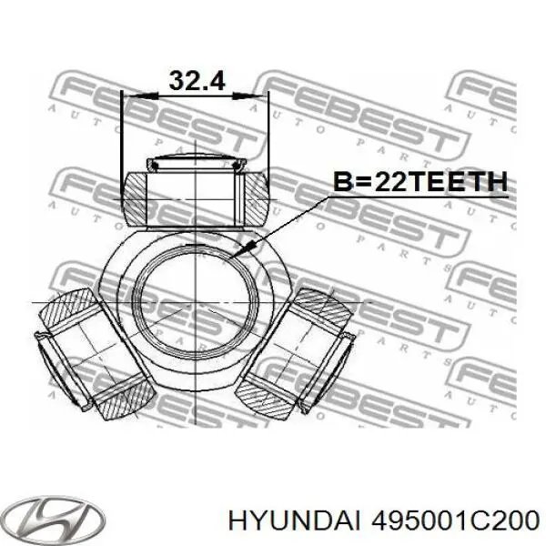 495001C200 Hyundai/Kia semieixo (acionador dianteiro esquerdo)