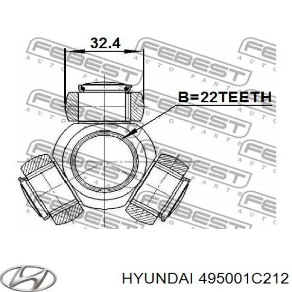 Купить 495001C212 Hyundai/Kia Вал приводной правый