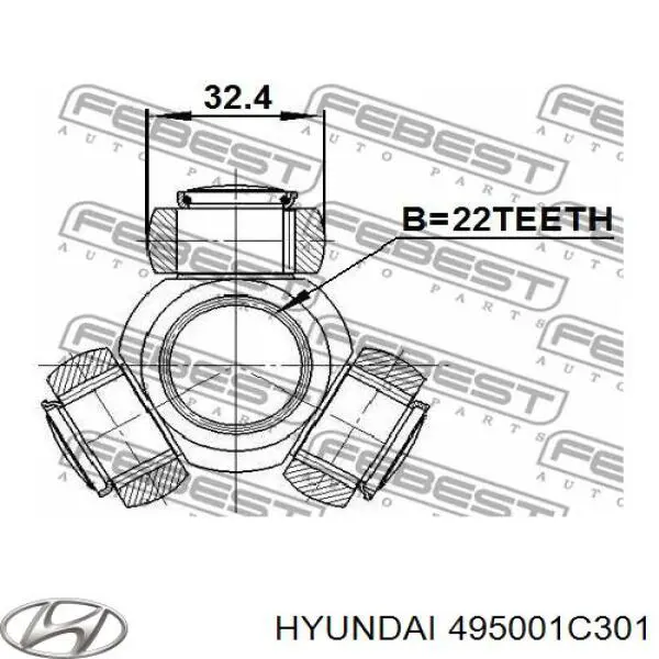 495001C301 Hyundai/Kia полуось (привод передняя левая)