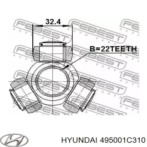495001C310 Hyundai/Kia Полуось передняя, правая