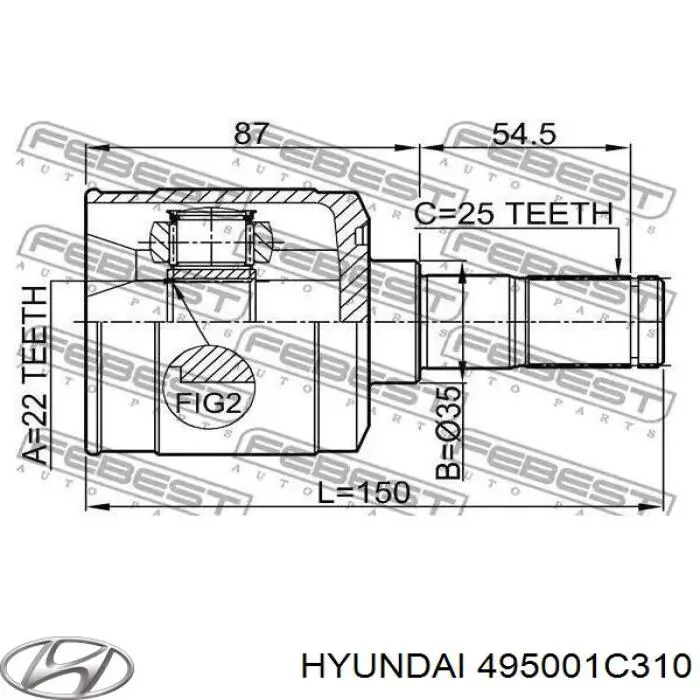 Купить 495001C310 Hyundai/Kia Вал приводной правый
