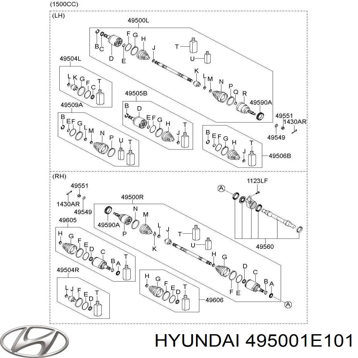 Левая полуось 495001E101 Hyundai/Kia