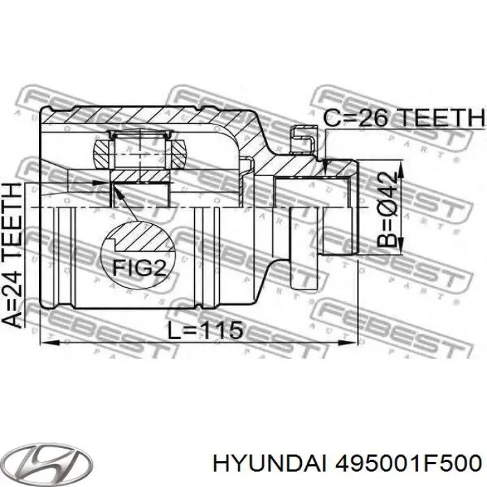 Купить 495001F500 Hyundai/Kia Вал приводной правый