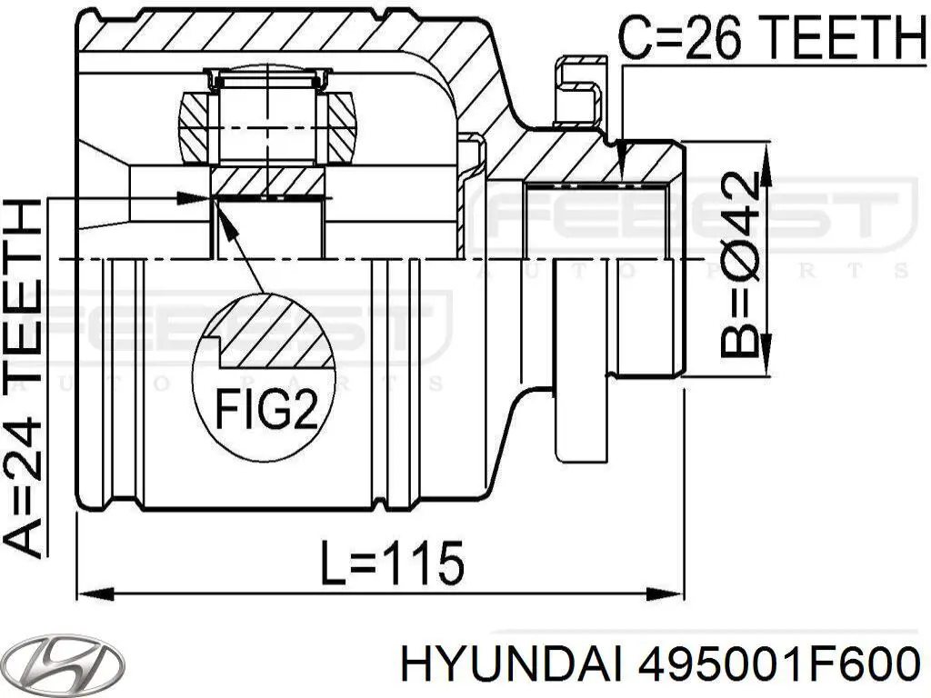 Купить 495001F600 Hyundai/Kia Вал приводной правый