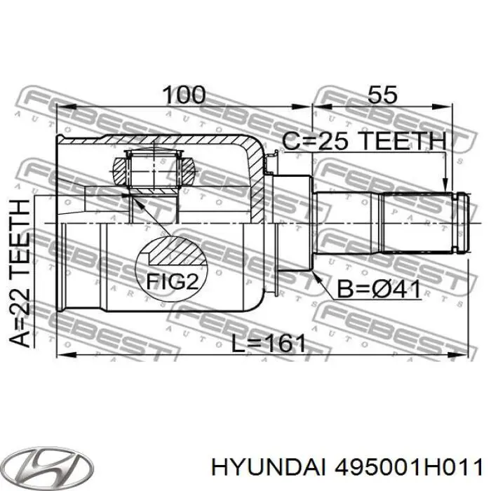 Купить 495001H011 Hyundai/Kia Вал приводной правый