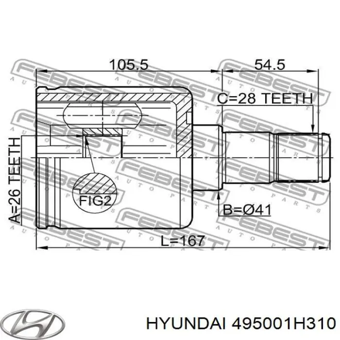ШРУС внутренний 495001H310 Hyundai/Kia