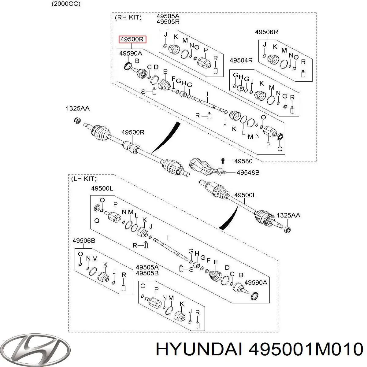 Привод передний правый Hyundai/Kia 495001M010 цена, от 114.38 USD