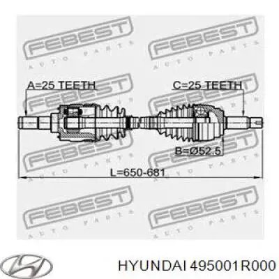 Полуось (привод) передняя левая Hyundai/Kia 495001R000