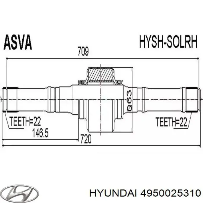 4950025310 Hyundai/Kia полуось (привод передняя правая)