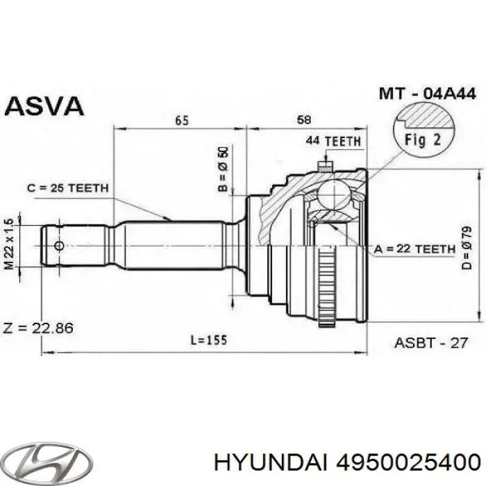 Граната колесная Hyundai/Kia 4950025400 цена, от 26.74 USD