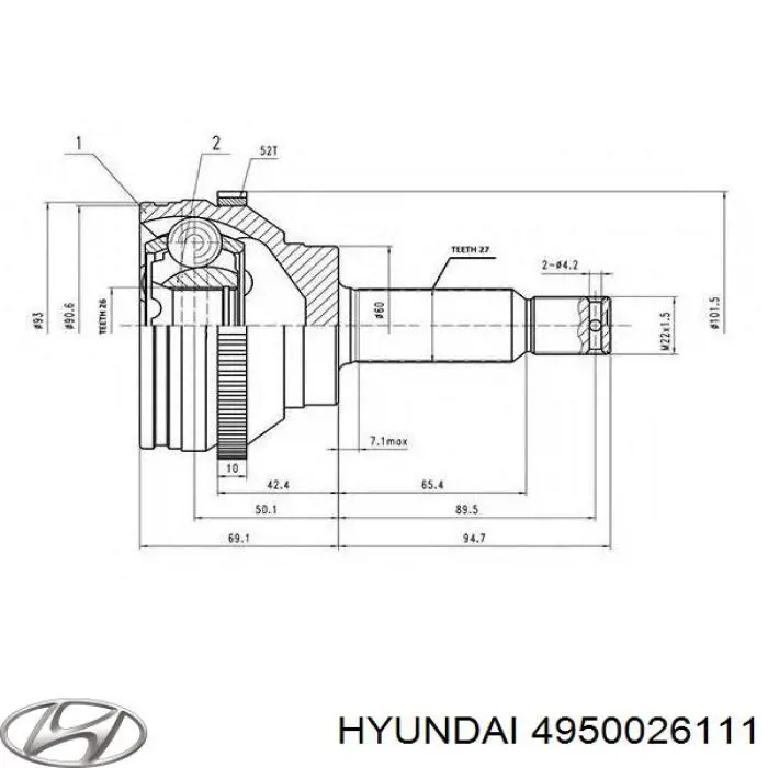 Купить 4950026111 Hyundai/Kia Привод в сборе левый