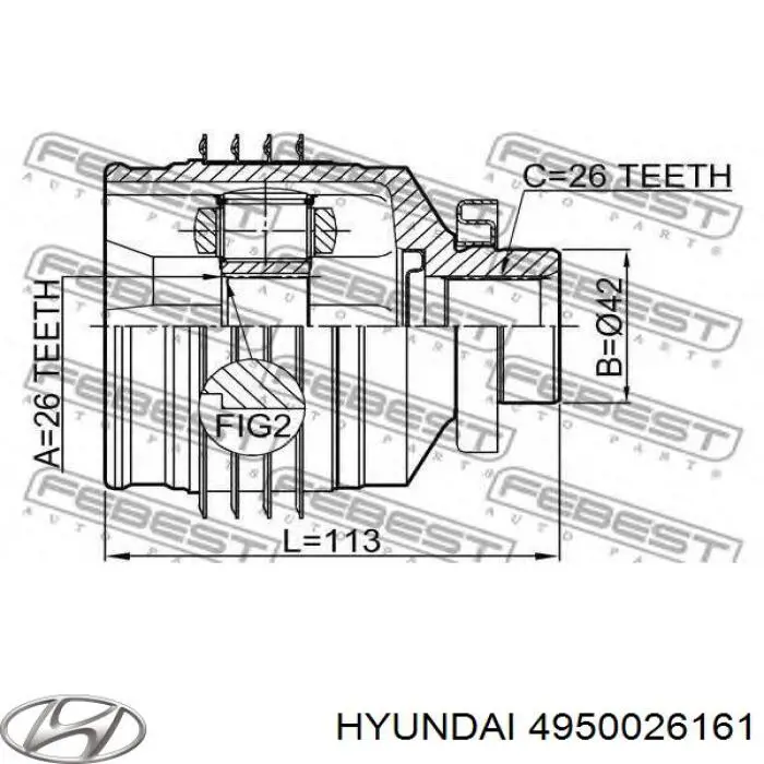 Купить 4950026161 Hyundai/Kia Вал приводной правый