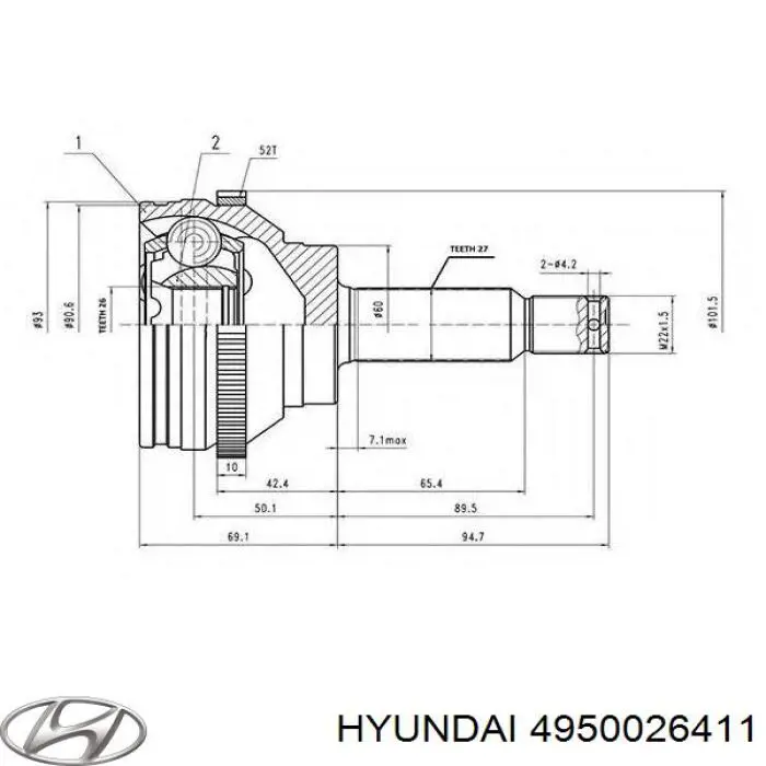 Купить 4950026411 Hyundai/Kia Привод в сборе левый