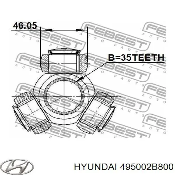 495002B800 Hyundai/Kia полуось (привод передняя левая)