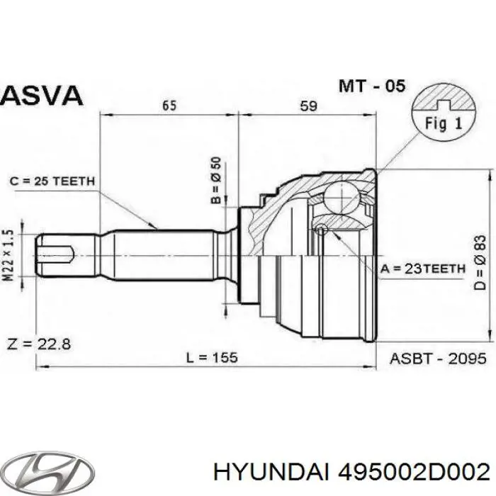 Привод передний правый Hyundai/Kia 495002D002 цена, от 129.68 USD