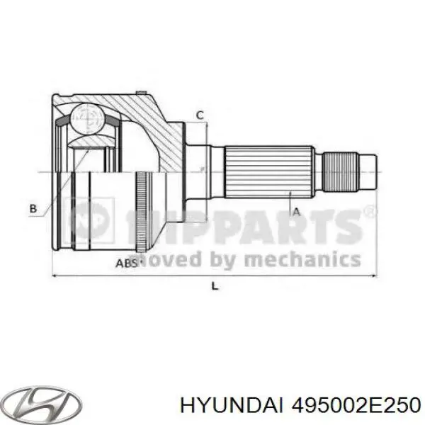 Правая полуось 495002E250 Hyundai/Kia
