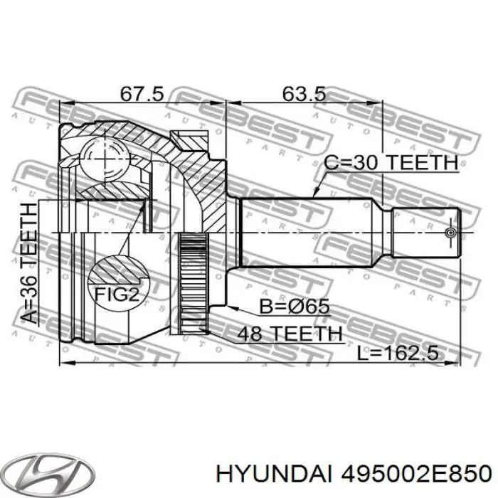 Правая полуось 495002E850 Hyundai/Kia