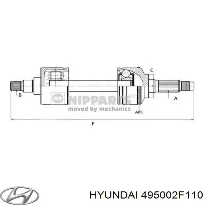 Купить 495002F110 Hyundai/Kia Вал приводной правый