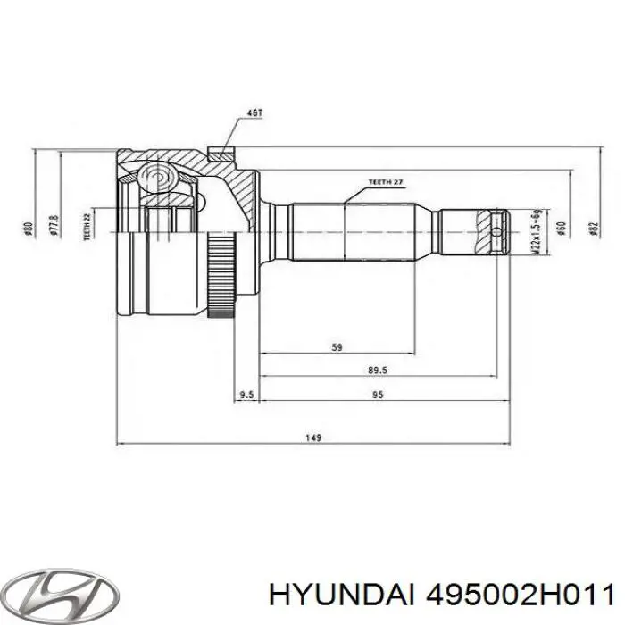Правая полуось 495002H010 Hyundai/Kia