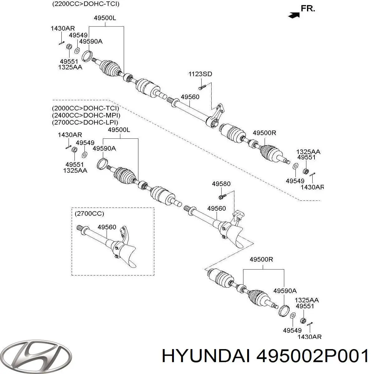 Привод передний левый Hyundai/Kia 495002000 цена, от 112.87 USD