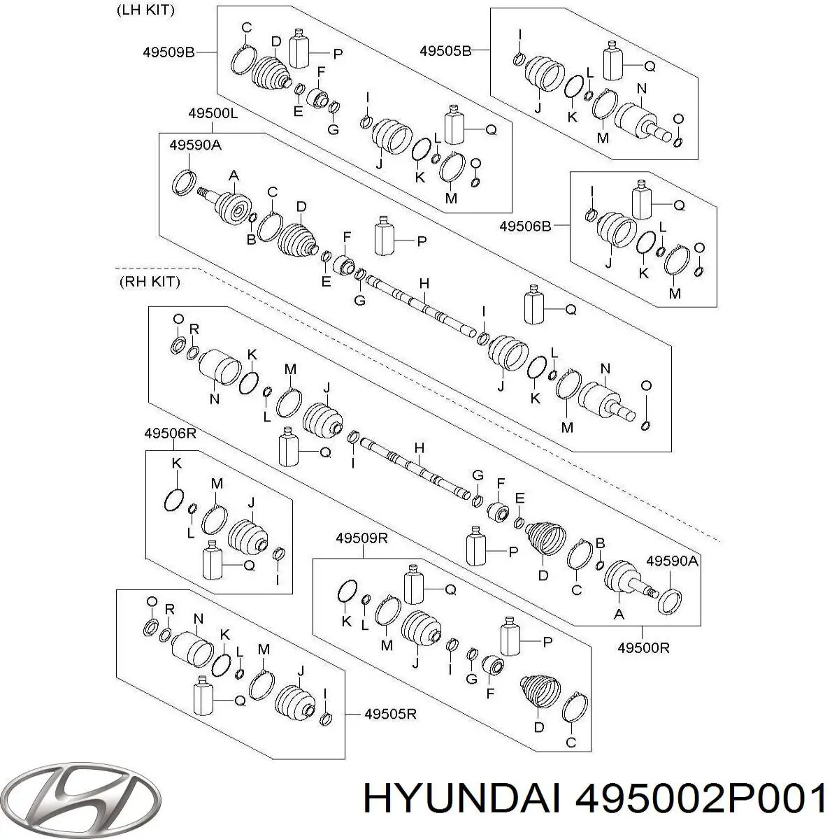 Купить 495002000 Hyundai/Kia Привод в сборе левый