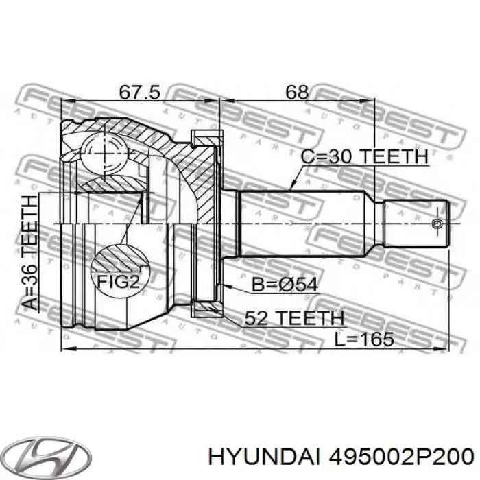 Привод передний левый Hyundai/Kia 495002P200 цена, от 155.91 USD